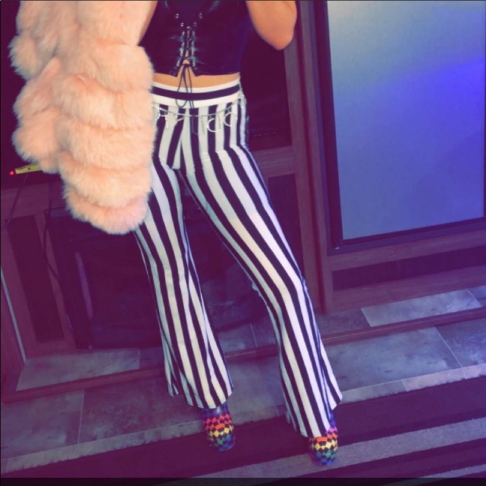 Boho flare striped pants